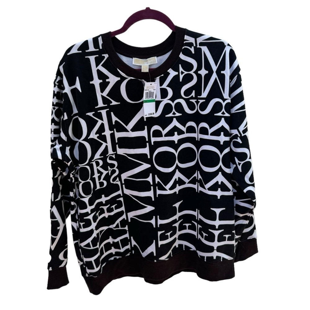 Michael Kors Logo Print Black and White Sweatshirt- Size Large